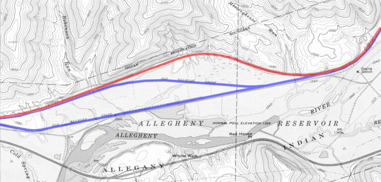 Map of the Erie Lackawanna Railroad Relocation Near Red House and Steamburg, NY