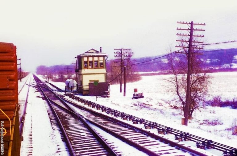 1950c Erie Railroad WO Tower in Waterboro, NY