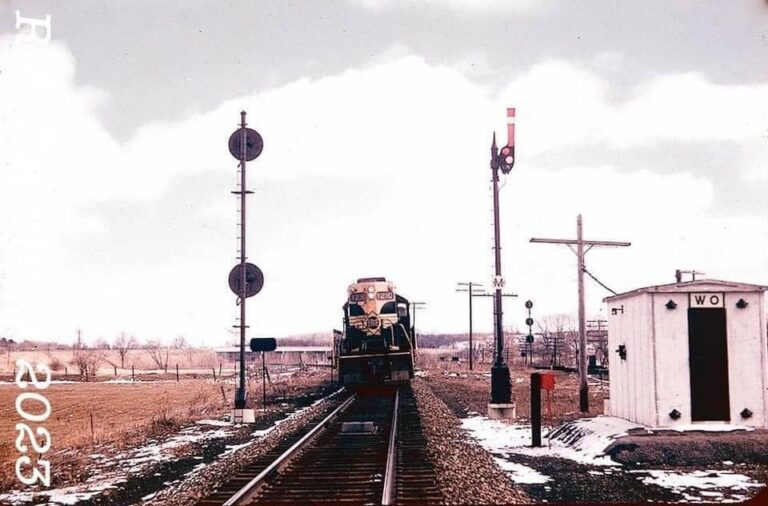 1957c Erie Railroad Train at WO Tower in Waterboro, NY