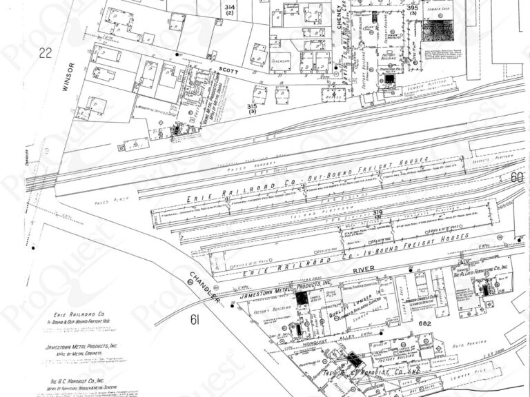 1930 Map of the Erie Railroad Freight House in Jamestown, NY