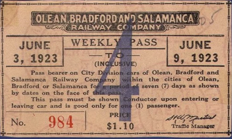 1923-06-03 Olean, Bradford and Salamanca Railway Pass