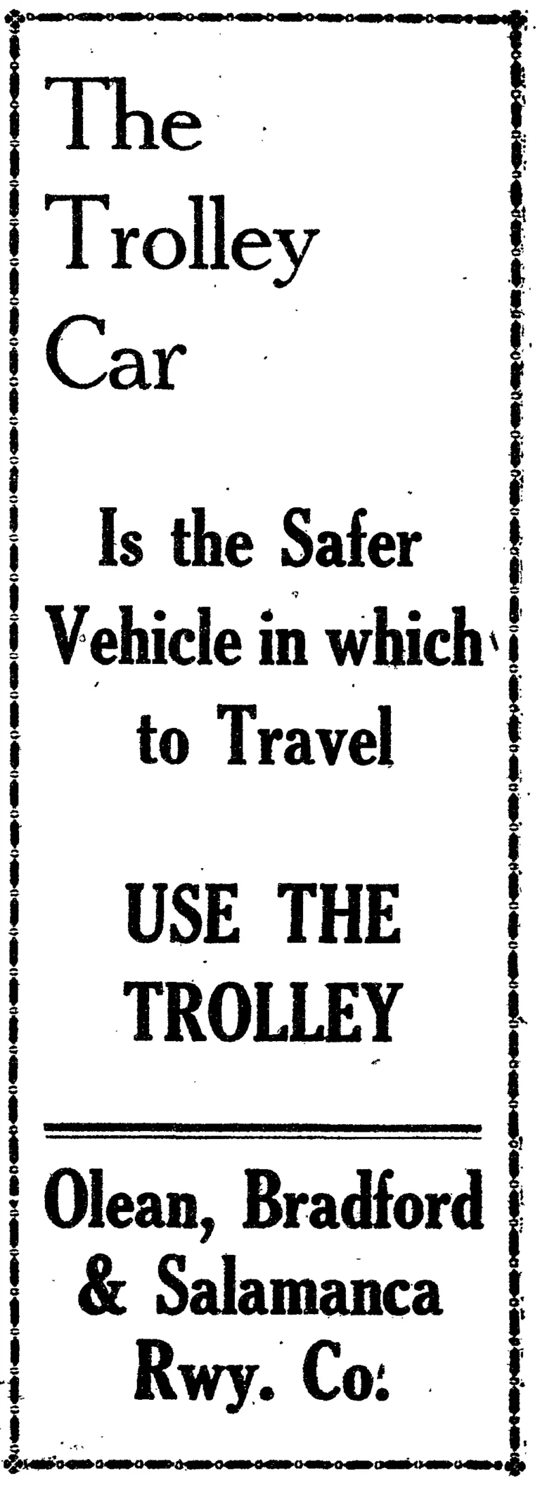 1924-03-01 Olean, Bradford and Salamanca Railway Ad