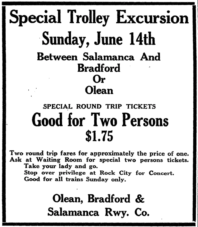 1925-06-12 Olean, Bradford and Salamanca Railway Ad